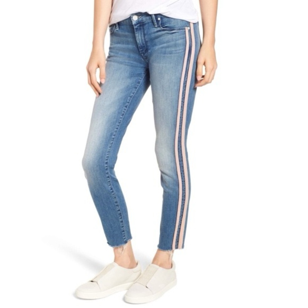 MOTHER Denim Looker Ankle Fray Moonstruck Racer in Light Pink